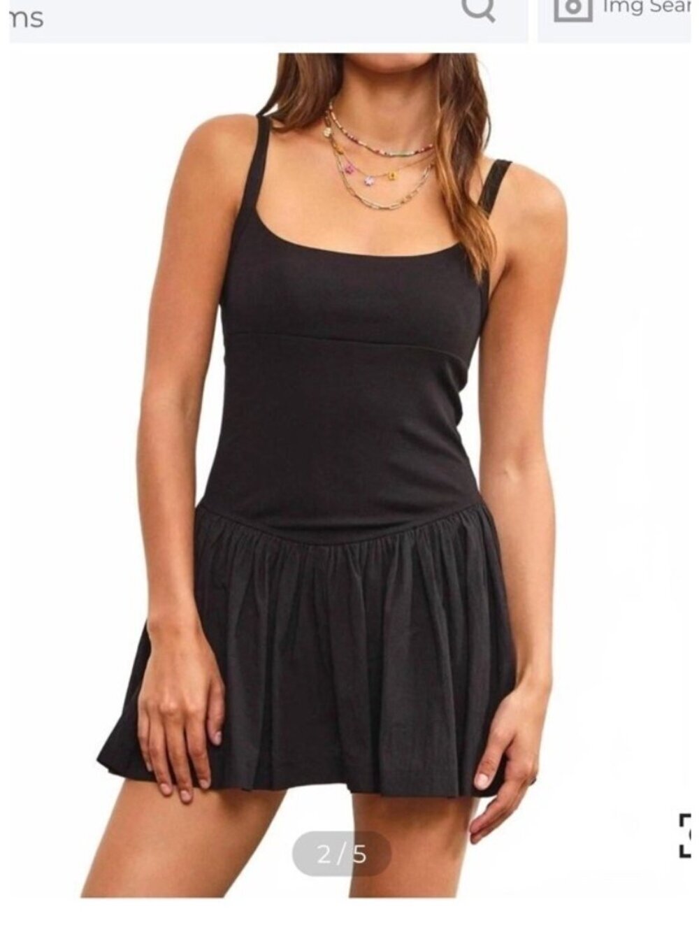 Mustard Seed Women’s Demi Basque Waist Skort Dress In Black Small NWT